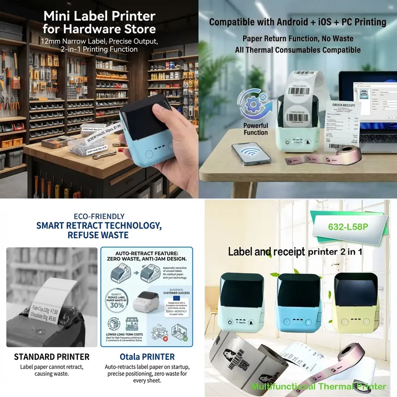 Barcode Printer - 미니 58mm 영수증 열전사 휴대용 송장