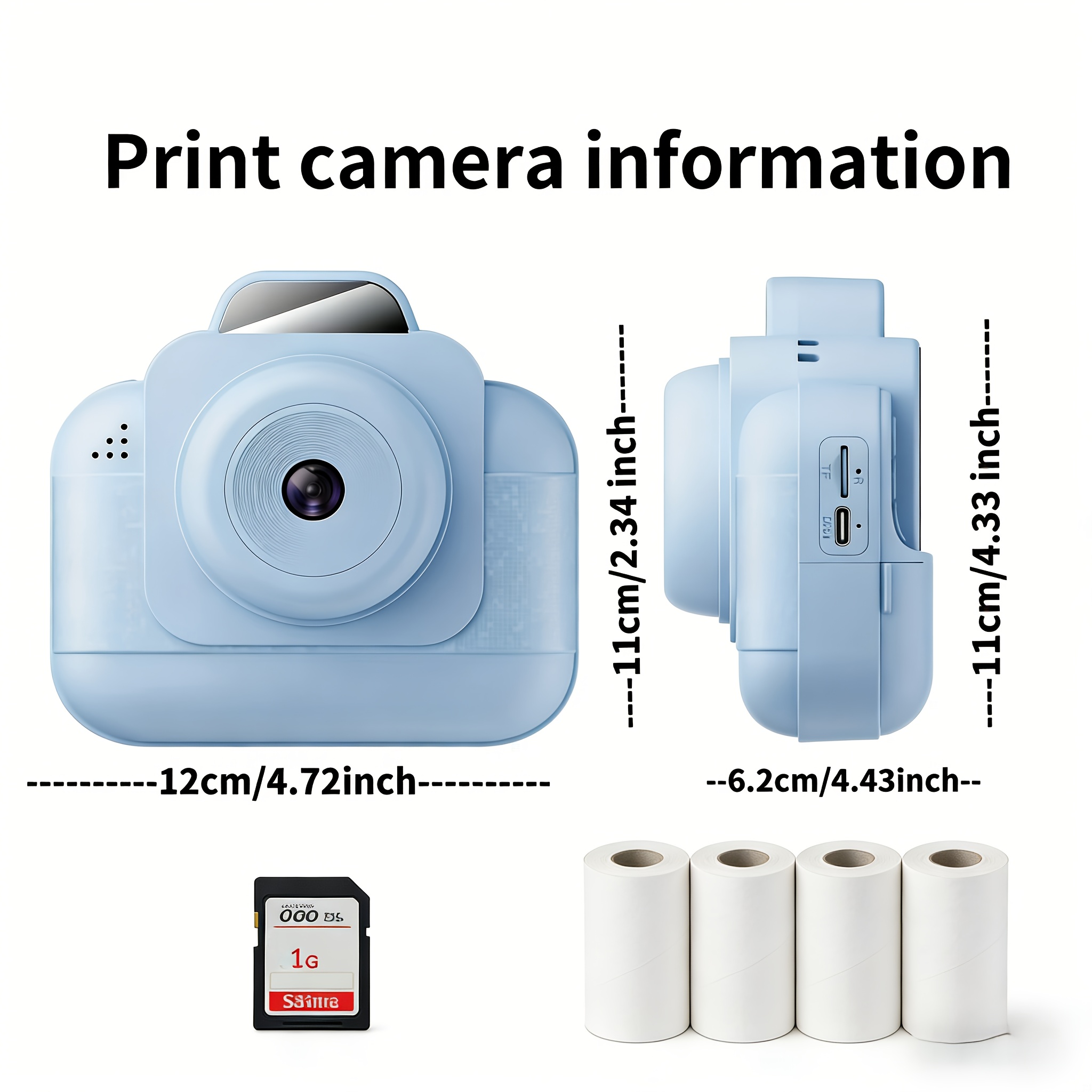 휴대용 포토 프린터(블루) 충전식 배터리와 4롤의 감열 - Photo Printer 리뷰 및 가격